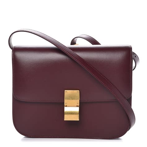 burgundy celine bag|CELINE Box Calfskin Medium Classic Box Flap Bag Burgundy .